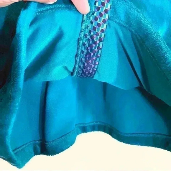 Fila Athleisure Green Teal Geometric Fleece Fur Full Zip Collared Jacket Size L - Picture 5 of 10